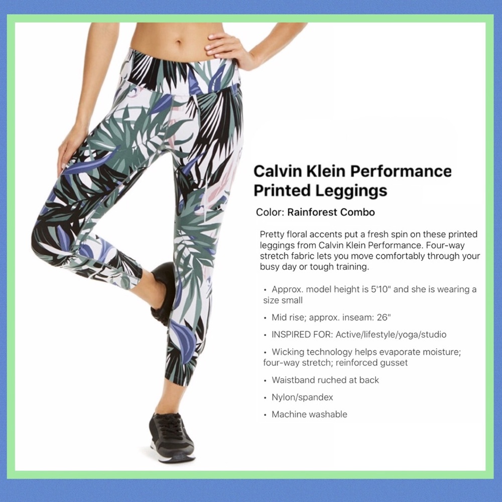 Calvin Klein Performance Rainforest Leggings - Picture 4 of 14